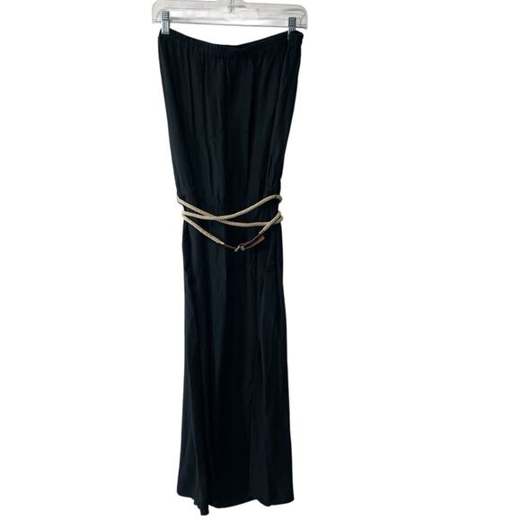 Michael Michael Kors Strapless Double Slit Maxi Dress with Rope Belt Black XL - Picture 1 of 8